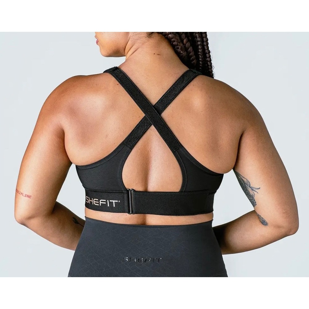 Shefit Ultimate Sports Bra Black High Impact Adjustable Front Zip 3Luxe 110002 - Picture 10 of 13